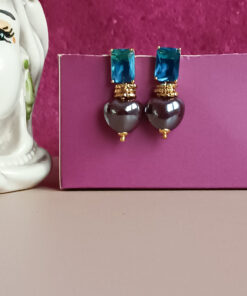 Alternative view of Orecchini SUGAR con Cuori in Ceramica e Cristalli Blu