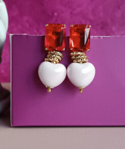 Alternative view of Earrings SUGAR with Ceramic Hearts and Red Crystals