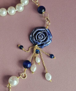 Alternative view of White Pearl Necklace with Ceramic Flower