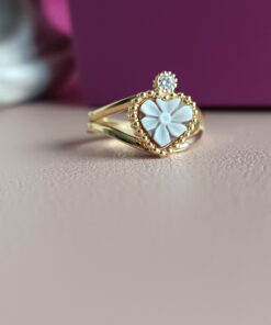 Alternative view of Heart Ring with Floral Shell Cameo