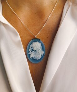Alternative view of 925 Sterling Silver Chain with Blue Stone Cameo