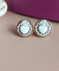 Alternative view of 925 Shell Sacred Heart Cameo Earrings