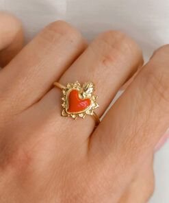 Anello in argento 925 con cuore sacro centrale 16