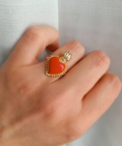 Anello in argento 925 con cuore sacro centrale