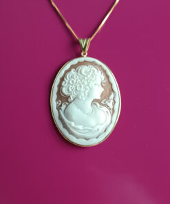 Alternative view of Dainty Chain Necklace with Shell Cameo Pendant