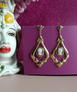 Orecchini stile vintage in Argento 925 placcato Oro con cammei 2