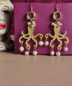 Octopus Earrings with Pearls