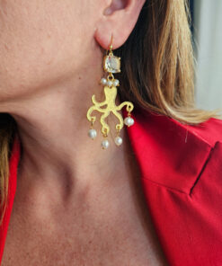 Alternative view of Octopus Earrings with Pearls