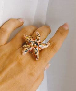 Anello con stella marina in ceramica di caltagirone 3