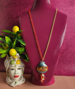 collana a catena doppia con conchiglia in ceramica di caltagirone