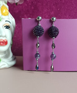 Alternative view of Orecchini Pendenti con Cristalli Viola e Ametista