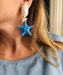 Alternative view of Orecchini Pendenti con Stelle Marine Dipinte a Mano e Conchiglie