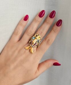 Anello artigianale con Pesce in Ceramica di Caltagirone