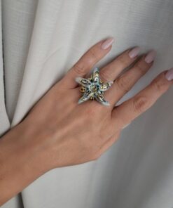 Anello con stella marina in ceramica di caltagirone