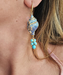 Alternative view of Orecchini Siciliani con Conchiglie in Ceramica di Caltagirone e Pasta di Turchese