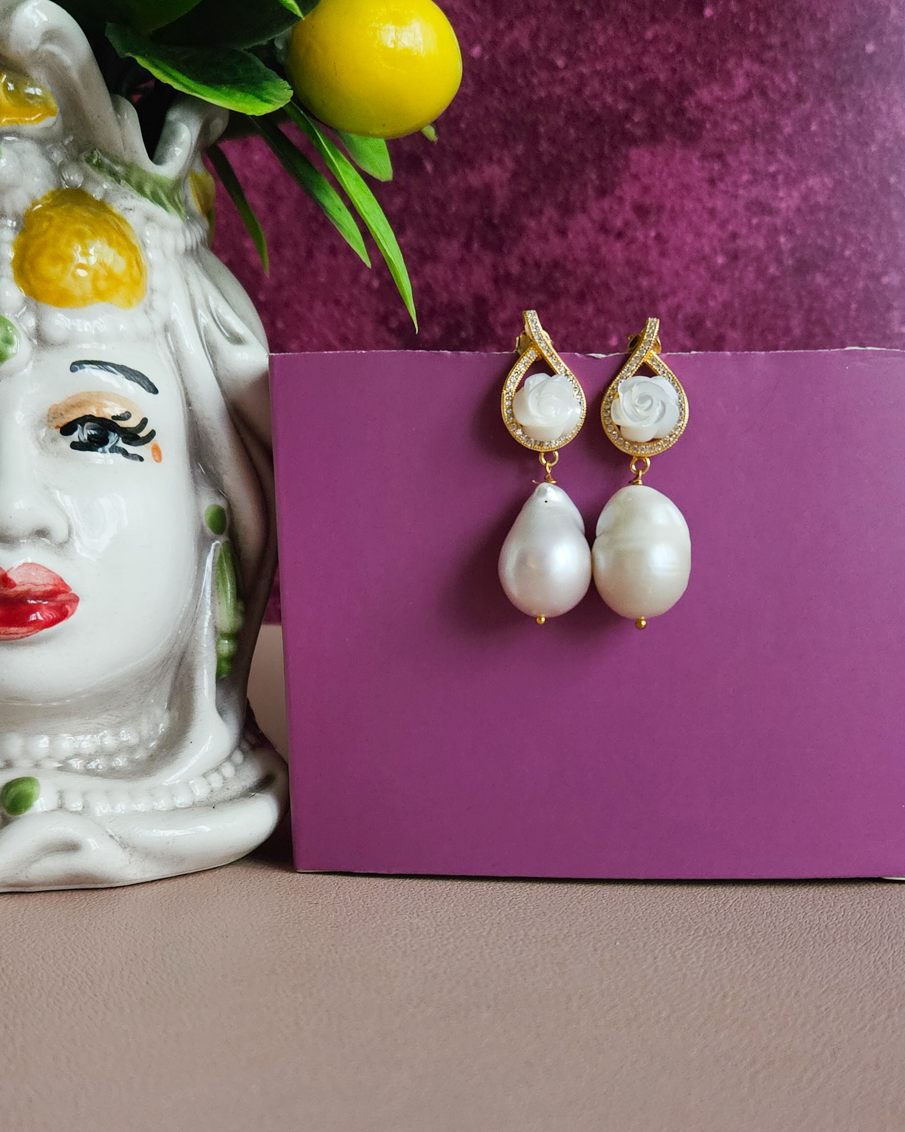 Orecchini Gocce Di Madreperla Fuxia - Gioielli - Orecchini - Di Gem - Foto 5