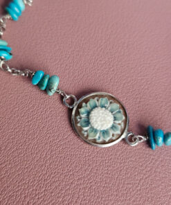 Alternative view of Bracciale a Catena in Argento 925 con Turchese e Cammeo di Torre del Greco