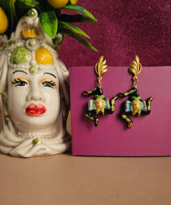 Orecchini siciliani con trinacria in ceramica di caltagirone 5