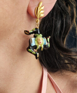 Alternative view of Orecchini Siciliani con Trinacria in Ceramica di Caltagirone Dipinta a Mano