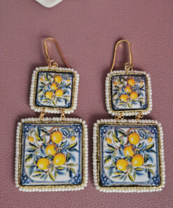 Alternative view of Orecchini Siciliani con Mattonelle in Ceramica di Caltagirone