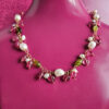 Collana a catena in argento 925 con pietre colorate tormalina peridoto e perle di fiume