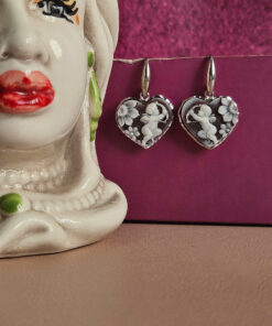 Alternative view of Heart Drop Earrings with Shell CUPID Cameo
