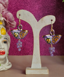 Orecchini siciliani con coffe in ceramica di caltagirone