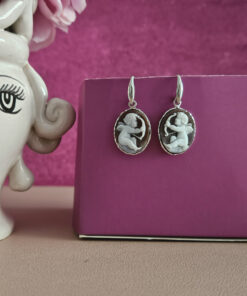 Orecchini pendenti in argento 925 con cammeo cupido