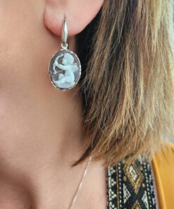 Alternative view of Oval Earrings with Shell CUPID Cameo
