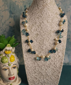 Parure con Quarzo Blu e Perle di Fiume