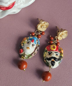 Alternative view of Sicilian Moor Earrings with Red Stones