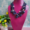 Collana Multifilo con Agata Blu, Borgogna e Perle di Fiume