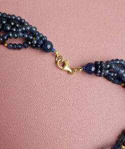 Collana Multifilo con Agata Blu, Borgogna e Perle di Fiume