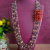 Collana cinque fili con ametista e corallo rosso