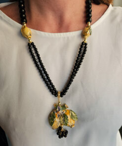 Alternative view of Black Onyx Necklace with Sicily Ceramic Lemons