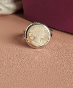 anello rotondo con cammeo conchiglia autentico di torre del greco