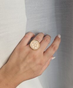 anello tondo in argento 925 con cammei conchiglia di torre del greco