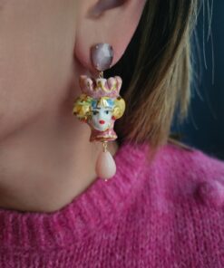 Alternative view of Sicilian Moor Earrings with Rose Stones