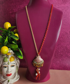 collana a catena doppia con conchiglia in ceramica di caltagirone 5