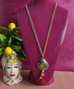 collana a catena doppia con conchiglia in ceramica di caltagirone 5