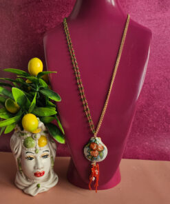 collana a catena doppia con conchiglia in ceramica di caltagirone 5