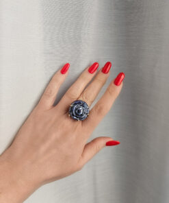 Anello rosa ceramica blu