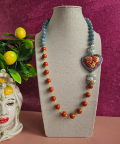 Alternative view of Sicilian Necklace with Stones and Sicily Ceramic Heart
