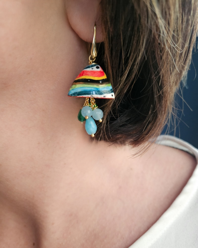 Orecchini Siciliani con Campanelle in Ceramica di Caltagirone - immagine 2