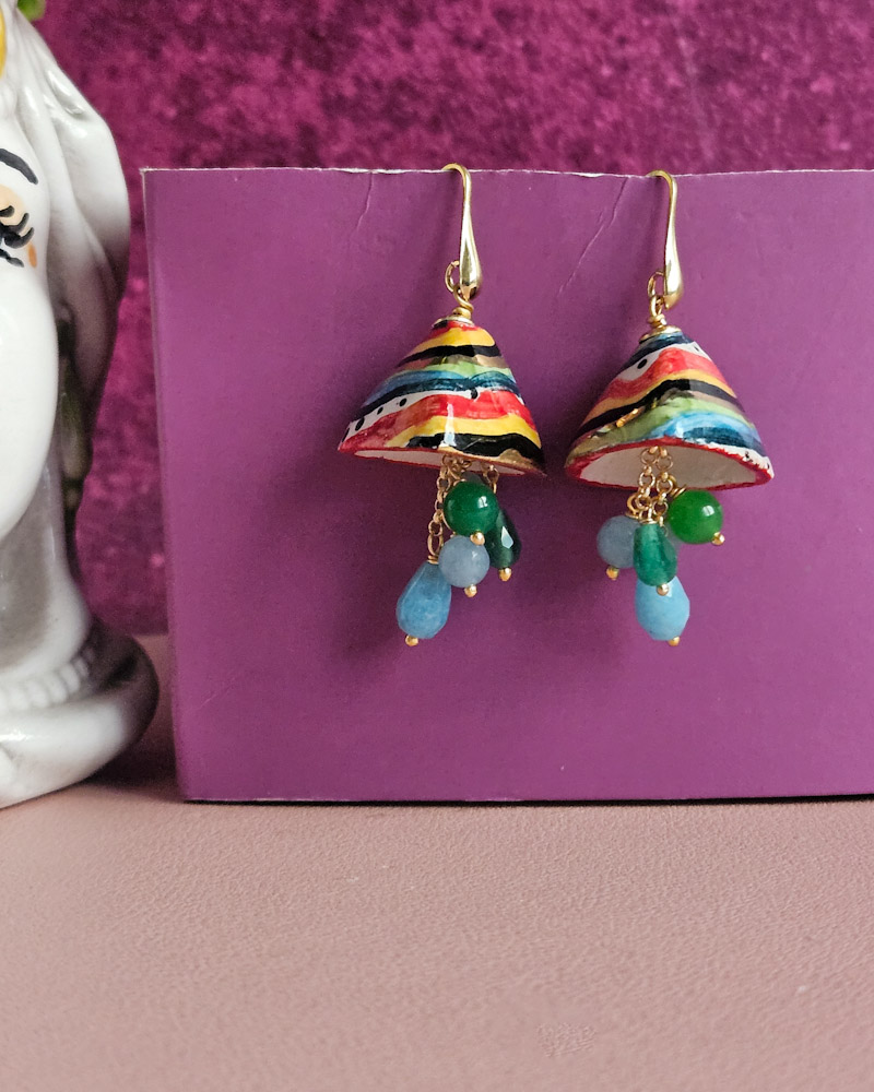 Orecchini Siciliani con Campanelle in Ceramica di Caltagirone - immagine 3