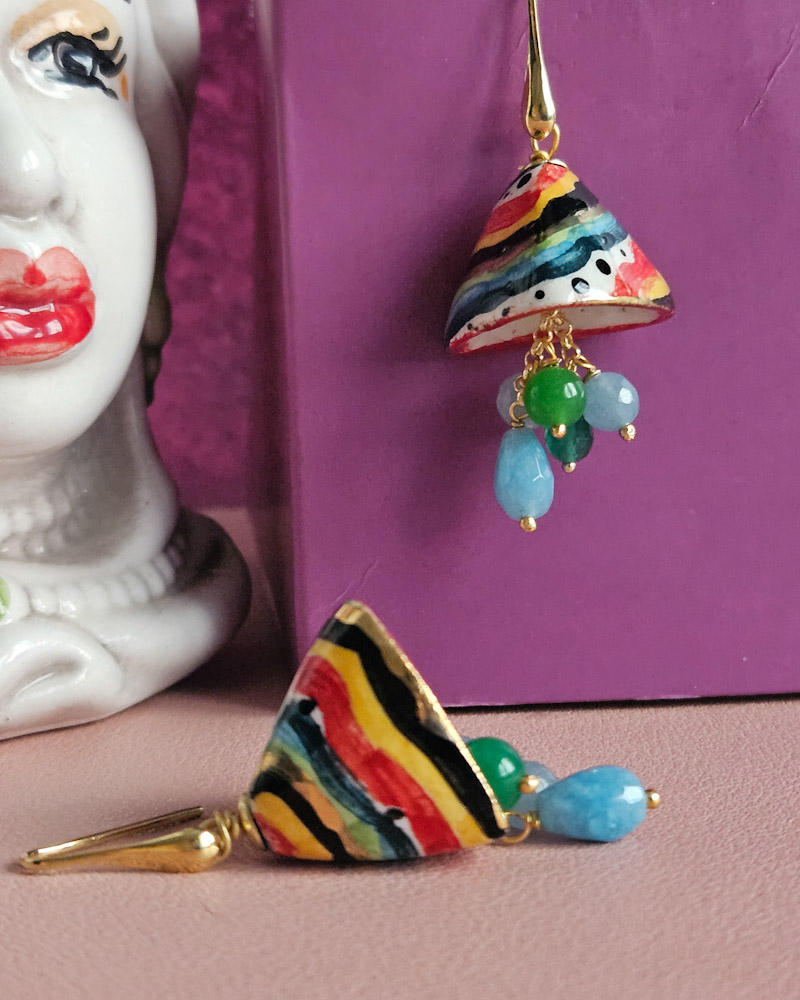 Orecchini Siciliani con Campanelle in Ceramica di Caltagirone - immagine 4