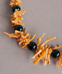 Alternative view of Black Onyx Necklace with Rose Coral Branches