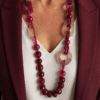 collana lunga in agata fucsia