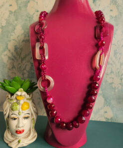 Alternative view of Collana Lunga in Agata Fucsia