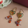 orecchini pendenti con cuori in ceramica di caltagirone corallo viola e corallo rosso